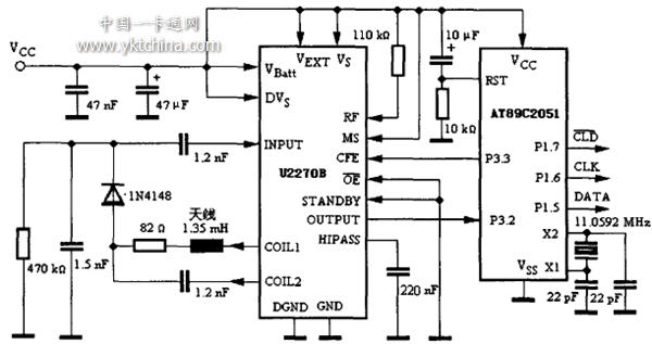 基于U2270B的REID卡讀取模塊電路圖